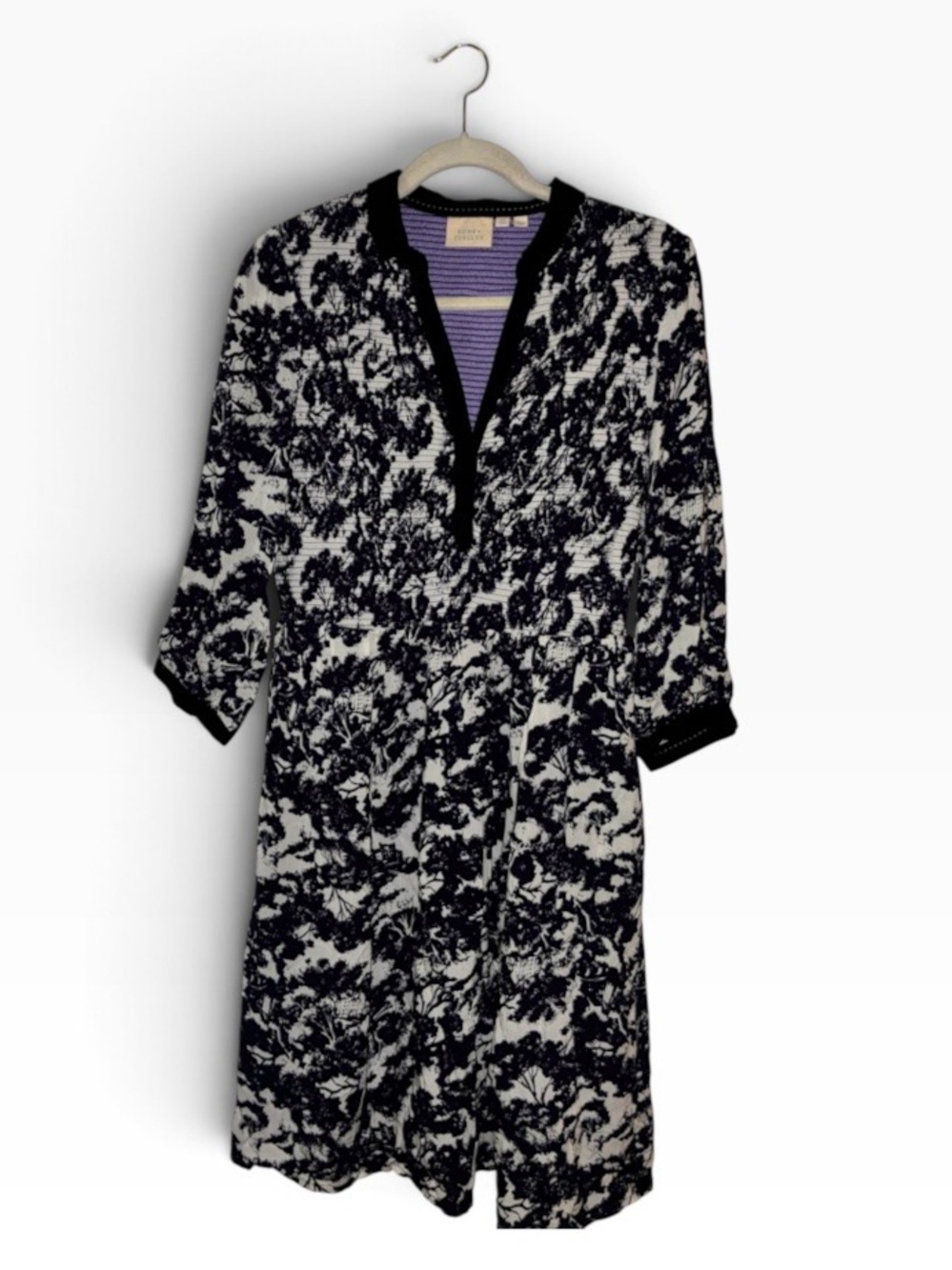 Anthropologie Edme & Esyllte Floral Print Dress Smocked Midi Rayon Blend Sz 10
